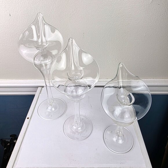 Clear Glass Jack in the Pulpit Set of Three Bud Vases Graduated Sizes